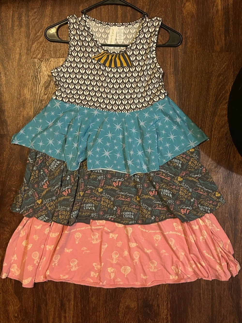 Matilda Jane Tiered Patterned Sundress in Black, Blue, Gray & Pink